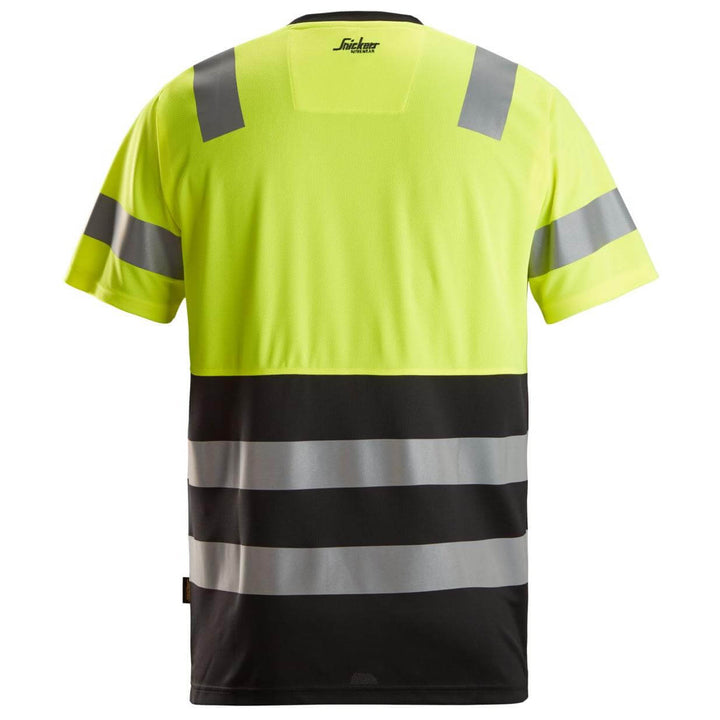 Snickers 2535 Hi Vis T Shirt Class 1 Black Hi Vis Yellow back #colour_black-hi-vis-yellow