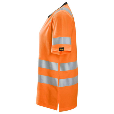 Snickers 2537 Womens Hi Vis T Shirt Class 2 Hi Vis Orange left #colour_hi-vis-orange