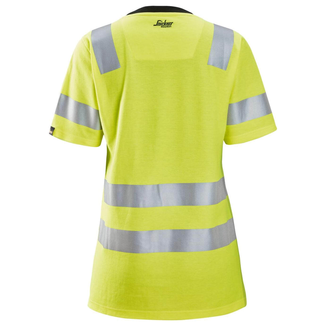 Snickers 2537 Womens Hi Vis T Shirt Class 2 Hi Vis Yellow back #colour_hi-vis-yellow