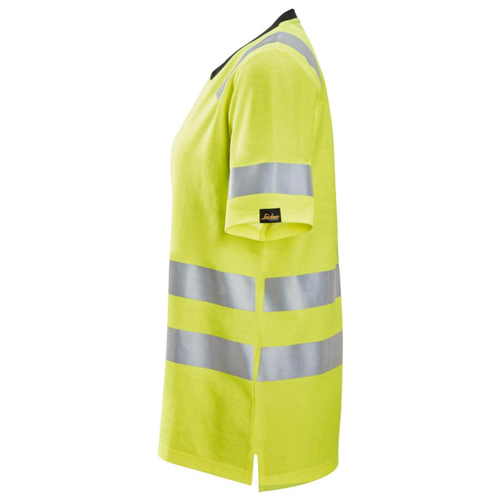 Snickers 2537 Womens Hi Vis T Shirt Class 2 Hi Vis Yellow left #colour_hi-vis-yellow