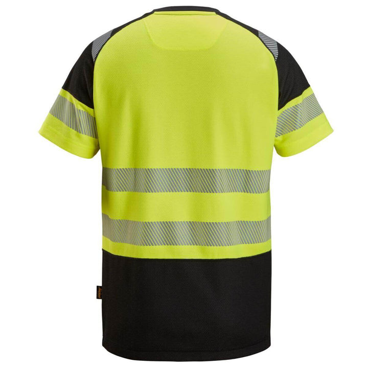 Snickers 2538 Hi Vis T Shirt Class 1 Black Hi Vis Yellow back #colour_black-hi-vis-yellow