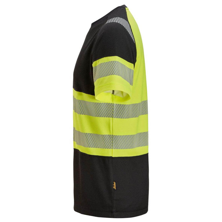 Snickers 2538 Hi Vis T Shirt Class 1 Black Hi Vis Yellow left #colour_black-hi-vis-yellow