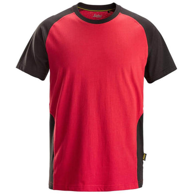 Snickers 2550 Two Coloured T Shirt Chili Red Black Main #colour_chili-red-black