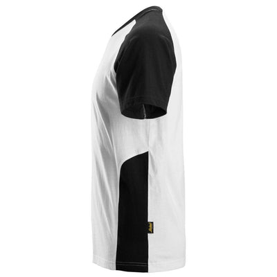 Snickers 2550 Two Coloured T Shirt White Black left #colour_white-black