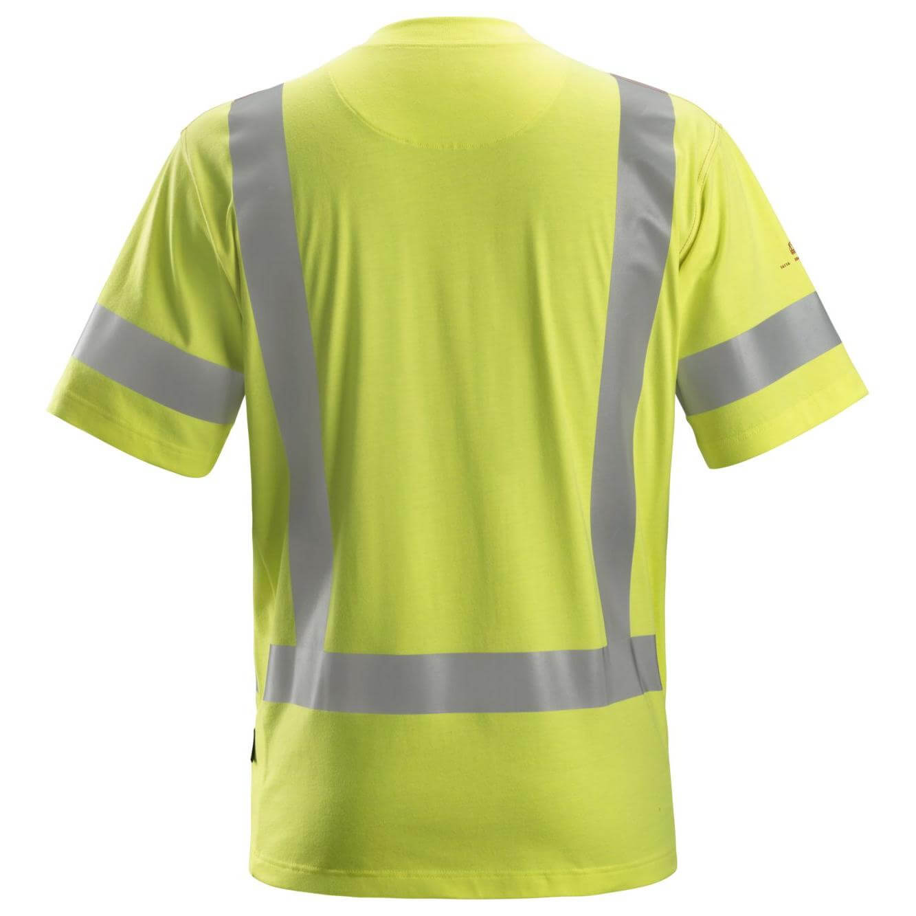 Snickers 2562 ProtecWork Hi Vis Short Sleeve T Shirt Class 3 Hi Vis Yellow back #colour_hi-vis-yellow