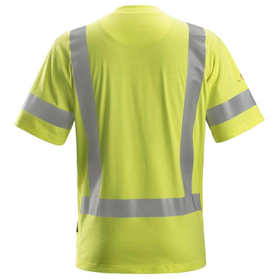 Snickers 2562 ProtecWork Hi Vis Short Sleeve T Shirt Class 3 Hi Vis Yellow back #colour_hi-vis-yellow