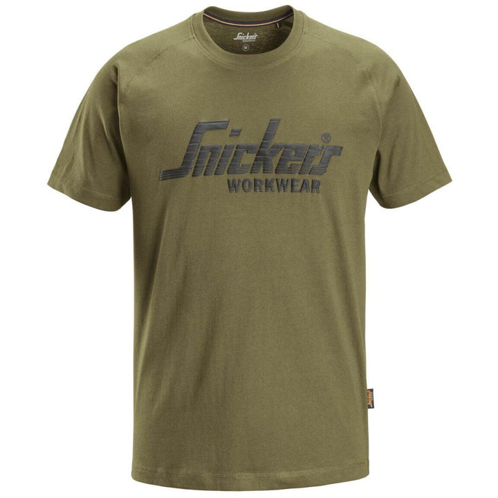 Snickers 2590 Logo T shirt Khaki Green Main #colour_khaki-green