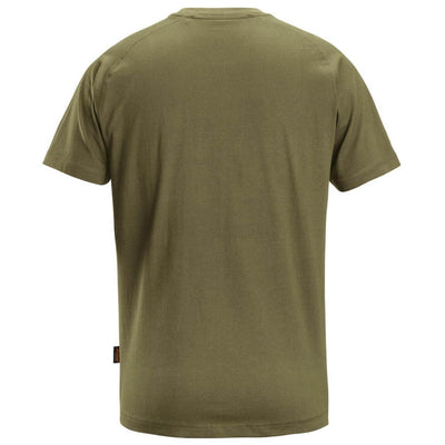 Snickers 2590 Logo T shirt Khaki Green back #colour_khaki-green