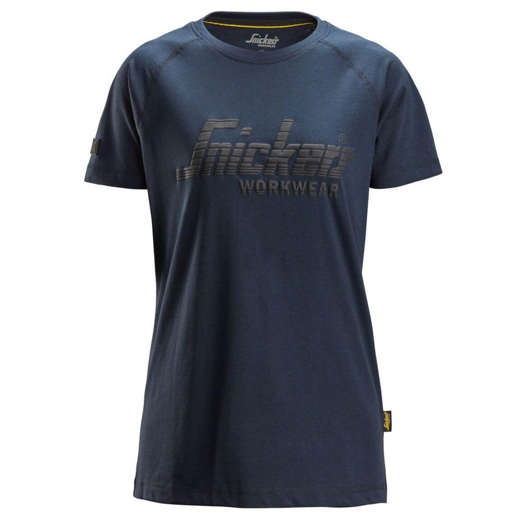 Snickers 2597 Womens Logo T shirt Dark Navy Melange Main #colour_dark-navy-melange