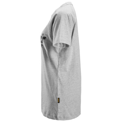Snickers 2597 Womens Logo T shirt Grey Melange left #colour_grey-melange