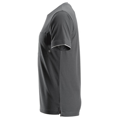 Snickers 2598 AllroundWork 37.5 Short Sleeve T shirt Steel Grey left #colour_steel-grey