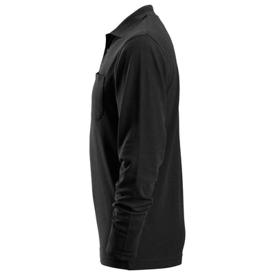 Snickers 2608 Long Sleeve Pique Polo Shirt Black left #colour_black