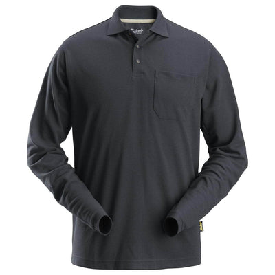 Snickers 2608 Long Sleeve Pique Polo Shirt Steel Grey Main #colour_steel-grey
