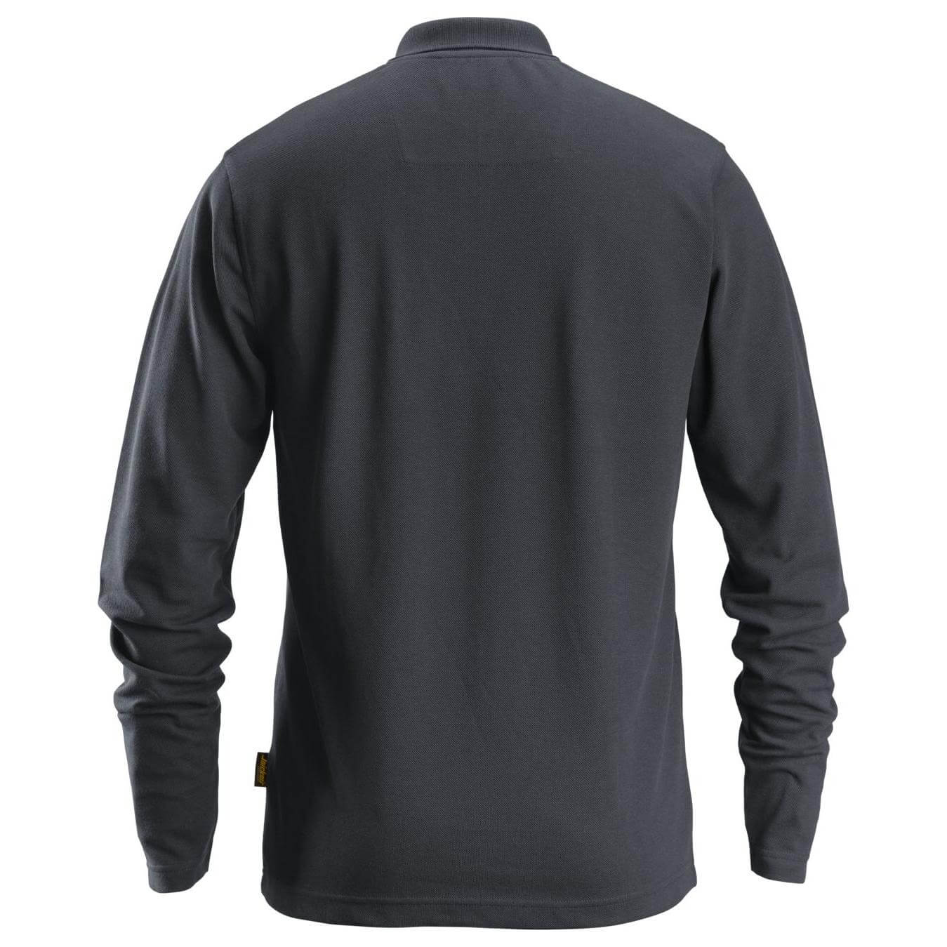 Snickers 2608 Long Sleeve Pique Polo Shirt Steel Grey back #colour_steel-grey
