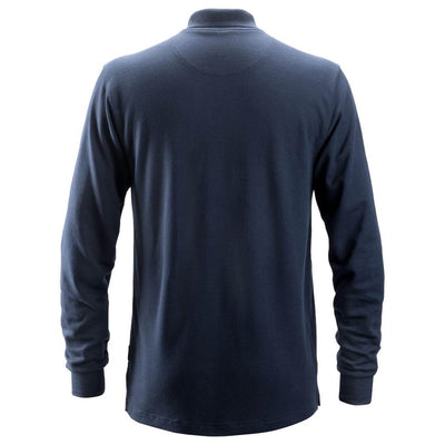 Snickers 2660 ProtecWork Long Sleeve Polo Shirt Navy back #colour_navy