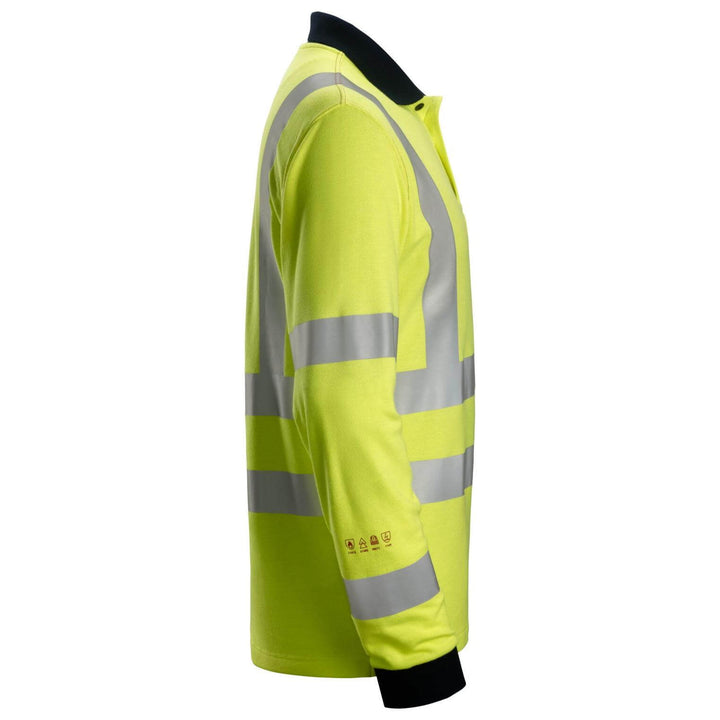 Snickers 2661 ProtecWork Hi Vis Long Sleeve Polo Shirt Class 3 Hi Vis Yellow Navy Blue right #colour_hi-vis-yellow-navy-blue