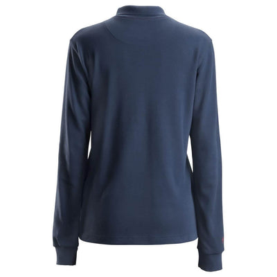 Snickers 2667 ProtecWork Womens Long Sleeve Polo Shirt Navy back #colour_navy