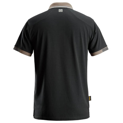 Snickers 2724 AllroundWork 37.5 Short Sleeve Moisture Wicking Polo Shirt Black back3626859 #colour_black