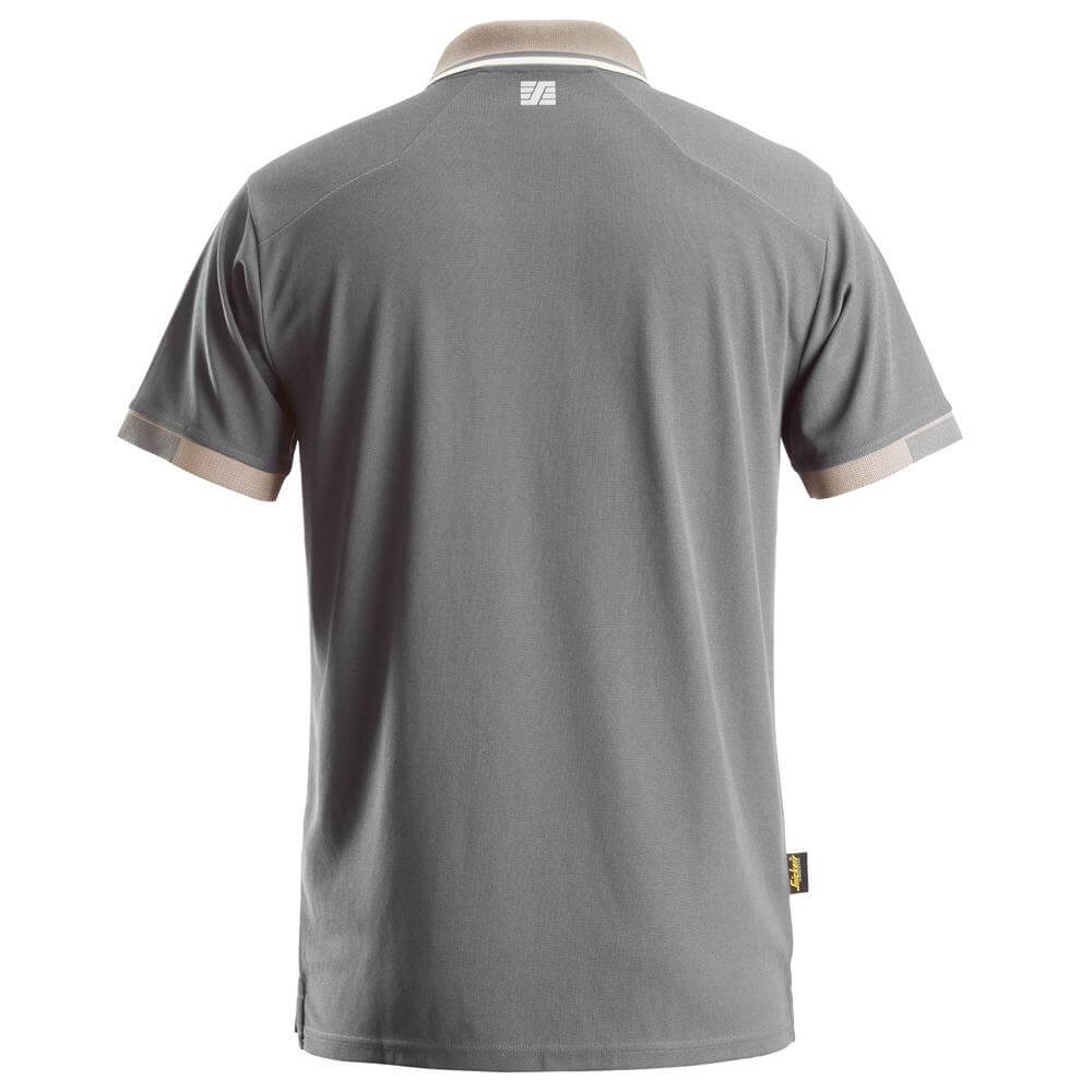 Snickers 2724 AllroundWork 37.5 Short Sleeve Moisture Wicking Polo Shirt Grey back #colour_grey