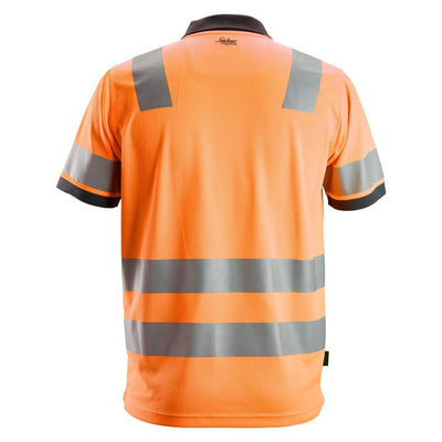 Snickers 2730 Hi Vis Polo Shirt Class 2 Hi Vis Orange Back2905518 #colour_hi-vis-orange