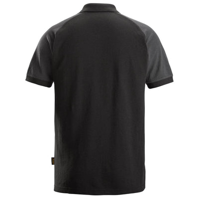 Snickers 2750 Two Coloured Polo Shirt Black Steel Grey back #colour_black-steel-grey