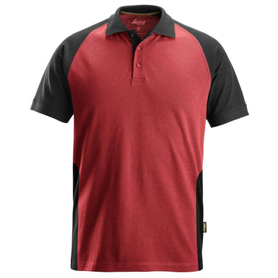 Snickers 2750 Two Coloured Polo Shirt Chili Red Black 4040865 #colour_chili-red-black