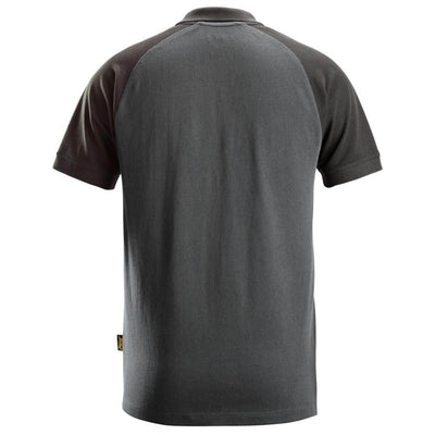 Snickers 2750 Two Coloured Polo Shirt Steel Grey Black back #colour_steel-grey-black