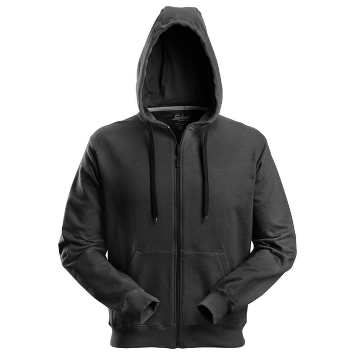 Snickers 2801 Zip Hoodie with Kangaroo Pocket Black Main #colour_black