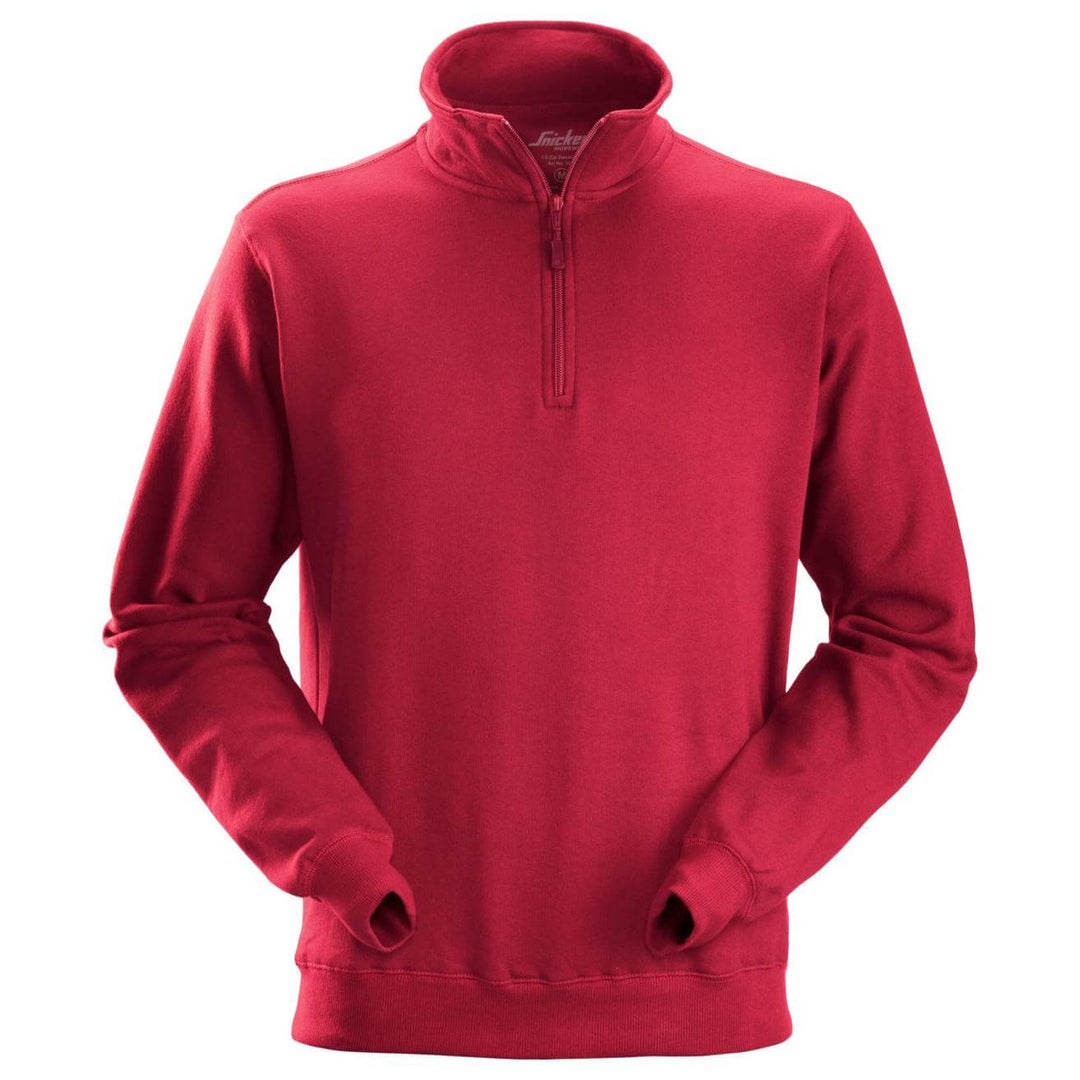 Snickers 2818 Half Zip Sweatshirt Chili Red Main #colour_chili-red