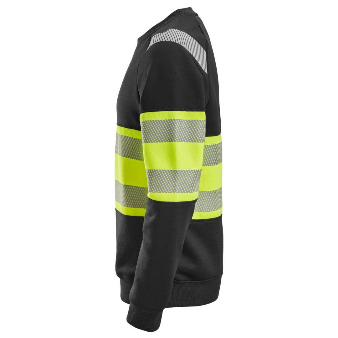 Snickers 2830 Hi Vis Sweatshirt Class 1 Black Hi Vis Yellow left #colour_black-hi-vis-yellow