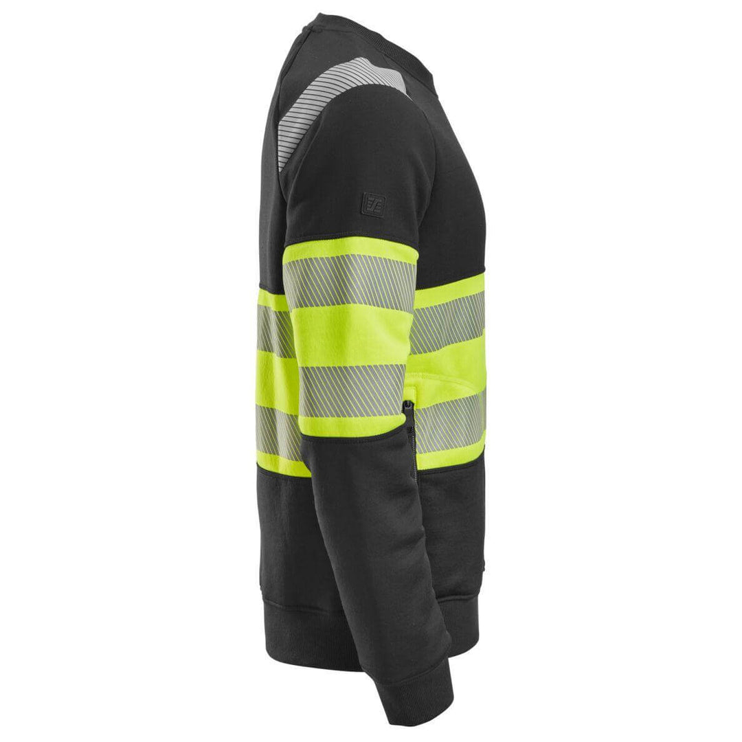 Snickers 2830 Hi Vis Sweatshirt Class 1 Black Hi Vis Yellow right #colour_black-hi-vis-yellow