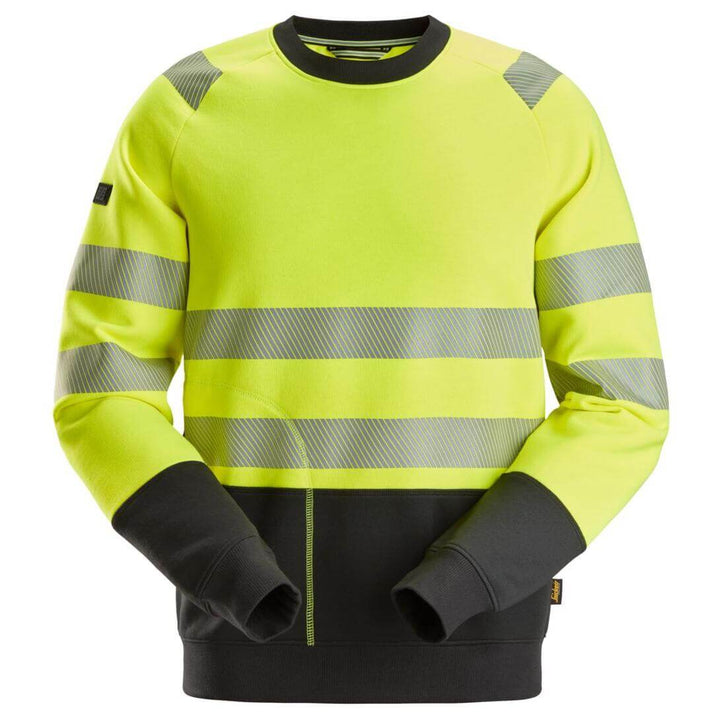 Snickers 2831 Hi Vis Class 2 Sweatshirt Hi Vis Yellow Black Main #colour_hi-vis-yellow-black