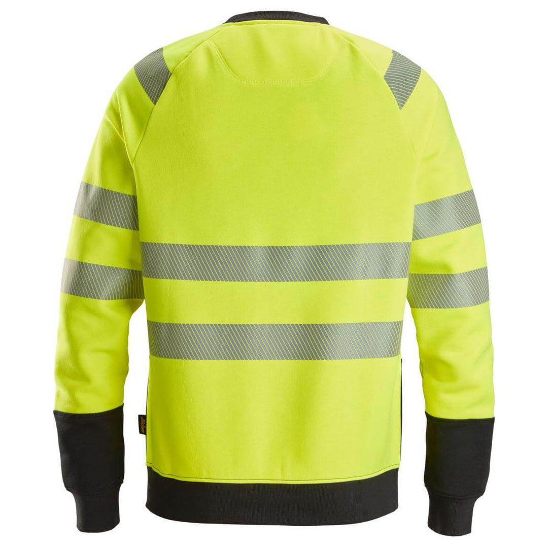 Snickers 2831 Hi Vis Class 2 Sweatshirt Hi Vis Yellow Black back #colour_hi-vis-yellow-black