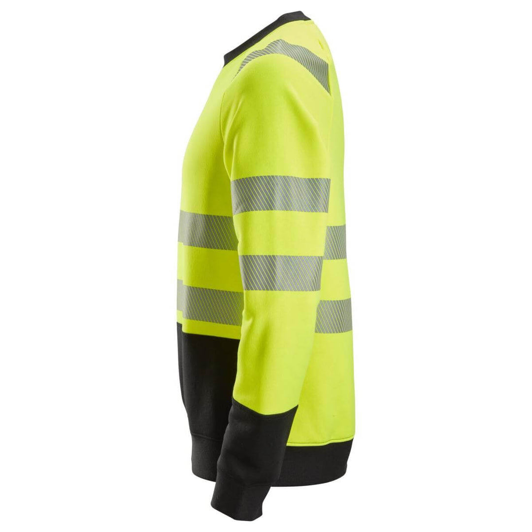 Snickers 2831 Hi Vis Class 2 Sweatshirt Hi Vis Yellow Black left #colour_hi-vis-yellow-black