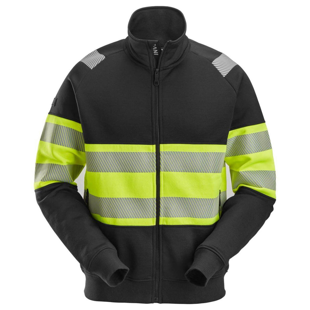 Snickers 2834 Full Zip Hi Vis Jacket Class 1 Black Hi Vis Yellow Main #colour_black-hi-vis-yellow