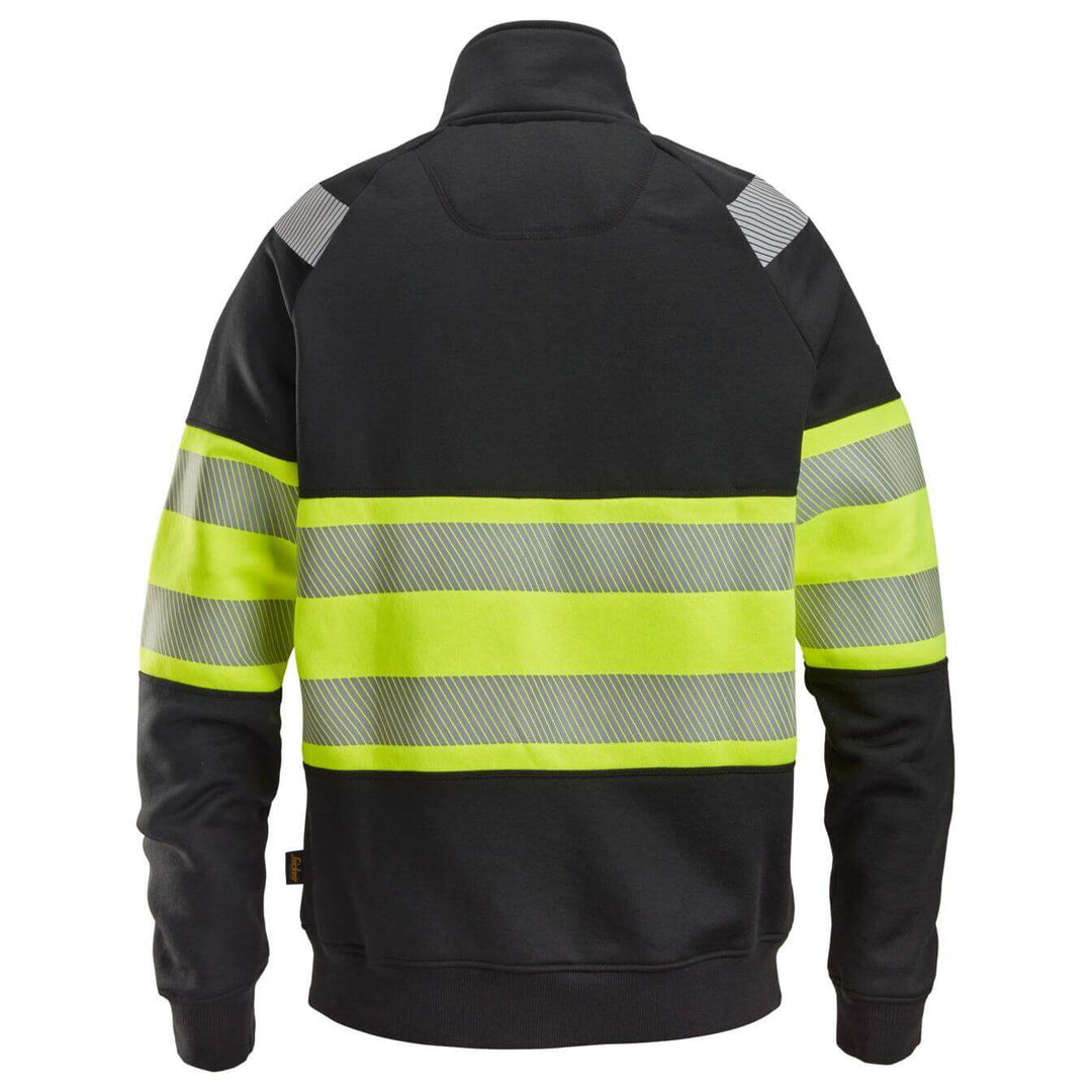 Snickers 2834 Full Zip Hi Vis Jacket Class 1 Black Hi Vis Yellow back #colour_black-hi-vis-yellow