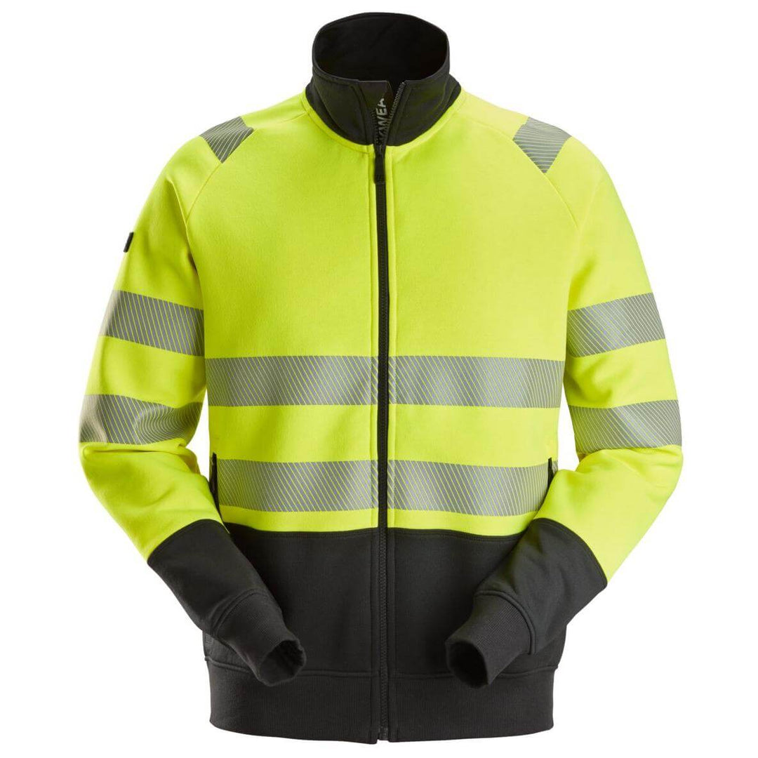 Snickers 2835 Hi Vis Class 2 Full Zip Jacket Hi Vis Yellow Black Main #colour_hi-vis-yellow-black