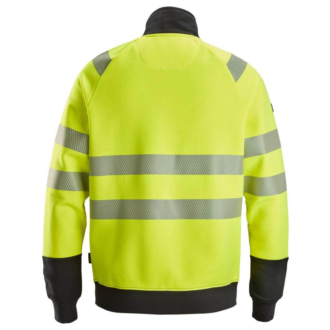 Snickers 2835 Hi Vis Class 2 Full Zip Jacket Hi Vis Yellow Black back #colour_hi-vis-yellow-black