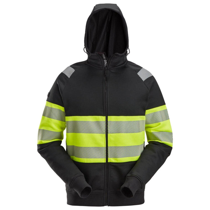 Snickers 2838 Full Zip Hi Vis Hoodie Class 1 Black Hi Vis Yellow Main #colour_black-hi-vis-yellow