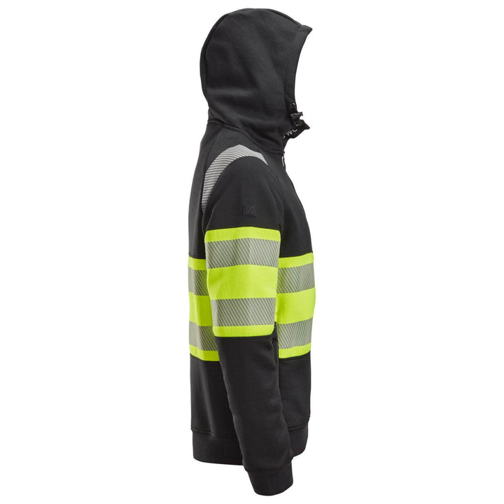 Snickers 2838 Full Zip Hi Vis Hoodie Class 1 Black Hi Vis Yellow right #colour_black-hi-vis-yellow