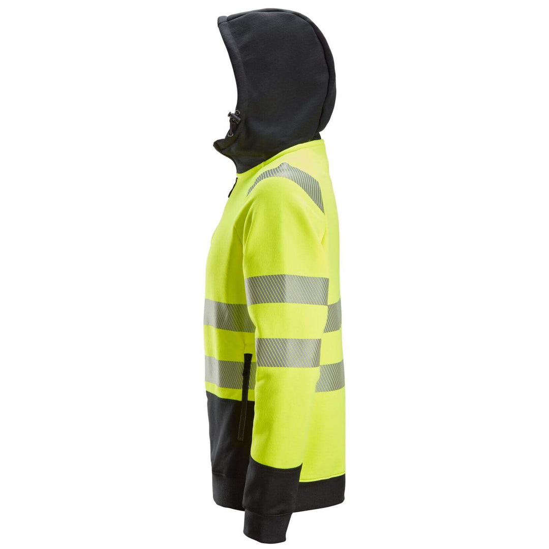 Snickers 2839 Full Zip Hi Vis Hoodie Class 2 Hi Vis Yellow Black left #colour_hi-vis-yellow-black