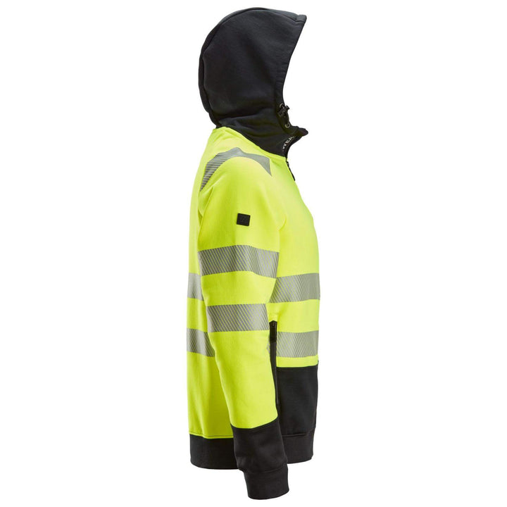 Snickers 2839 Full Zip Hi Vis Hoodie Class 2 Hi Vis Yellow Black right #colour_hi-vis-yellow-black