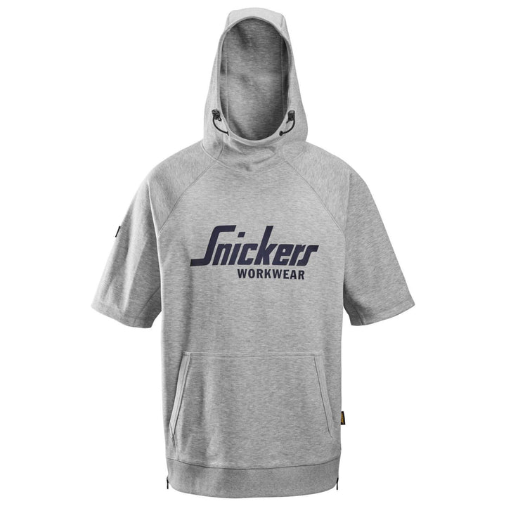 Snickers 2850 Logo Hoodie Short Sleeve Grey Melange Main #colour_grey-melange