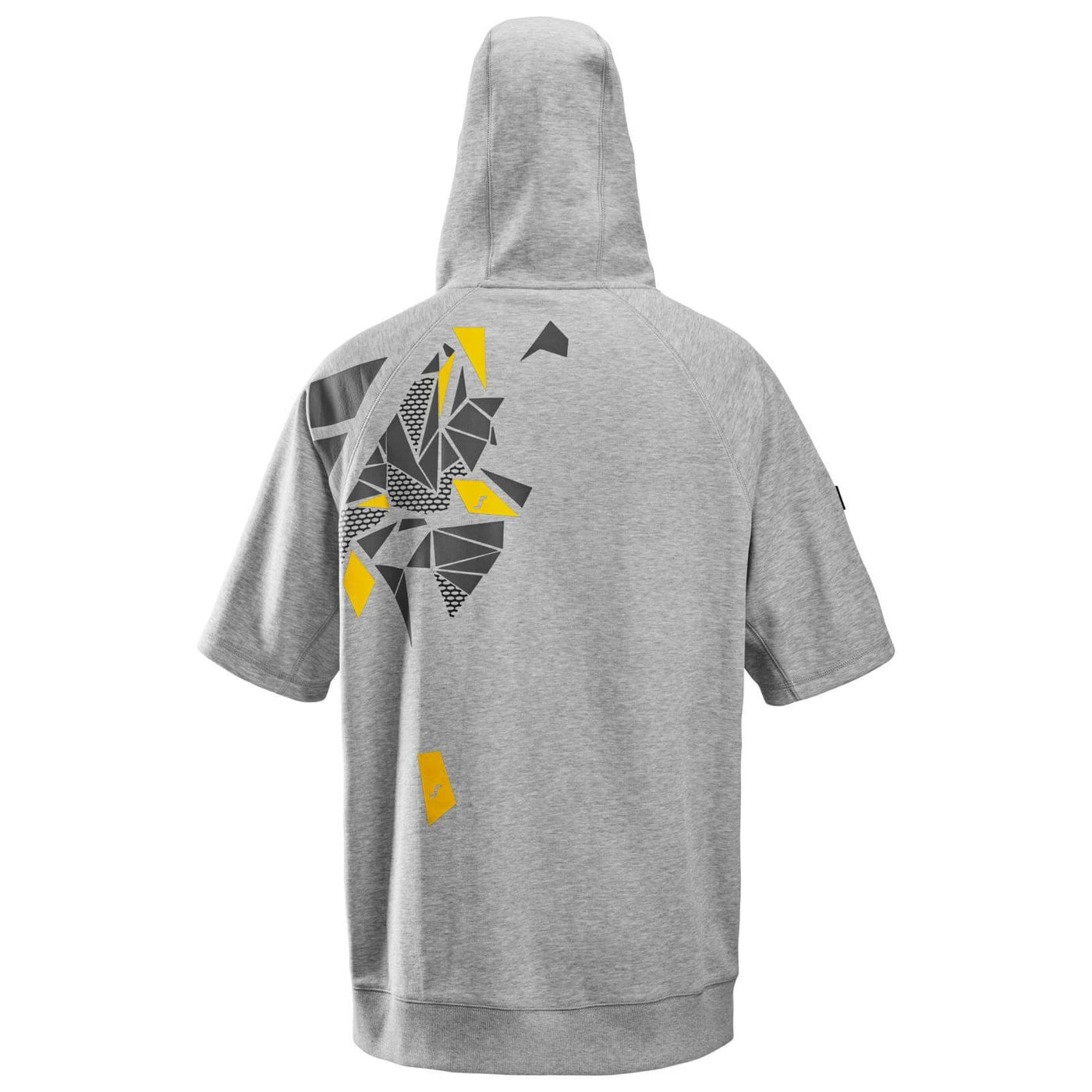 Snickers 2850 Logo Hoodie Short Sleeve Grey Melange back #colour_grey-melange