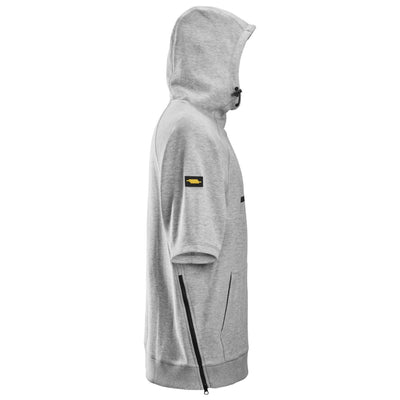 Snickers 2850 Logo Hoodie Short Sleeve Grey Melange right #colour_grey-melange