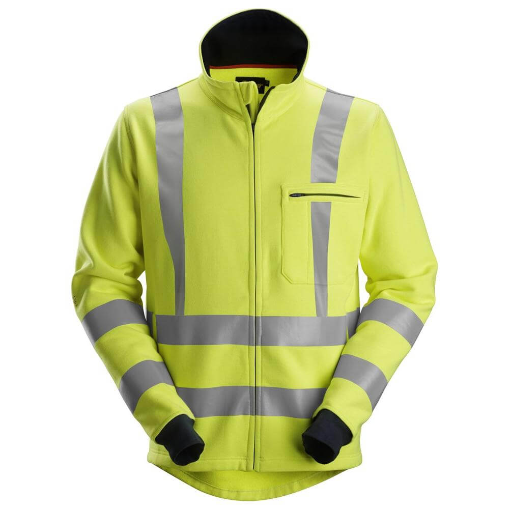 Snickers 2864 ProtecWork Full Zip Hi Vis Arc Protection Sweatshirt Class 3 Hi Vis Yellow Navy Blue Main #colour_hi-vis-yellow-navy-blue