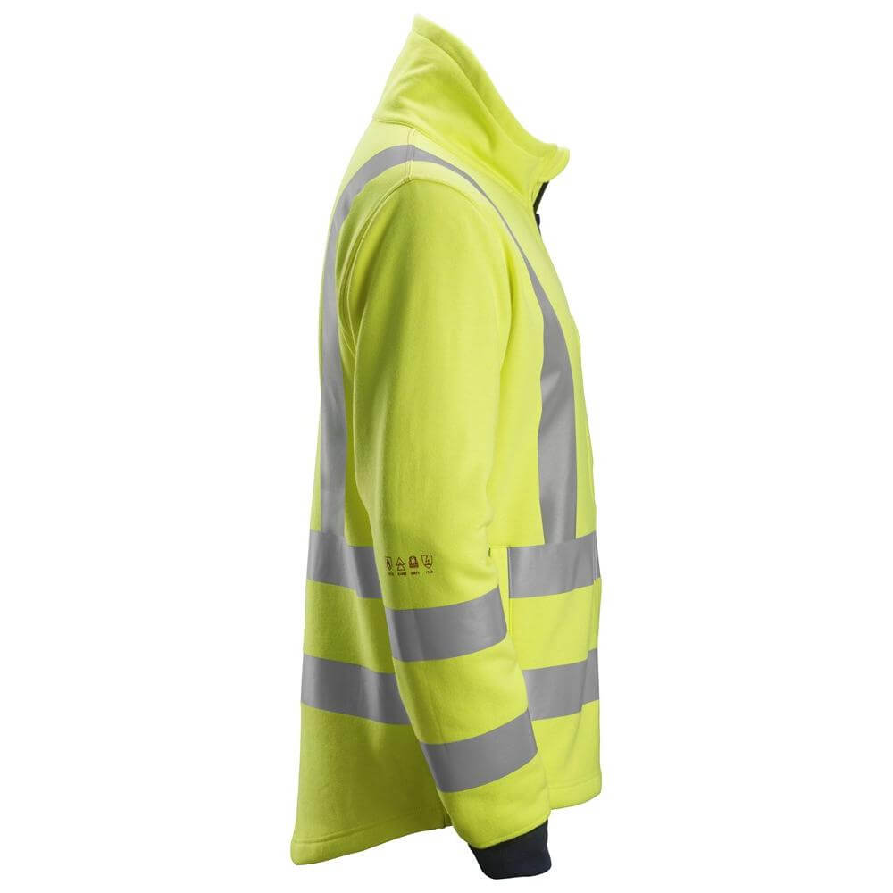 Snickers 2864 ProtecWork Full Zip Hi Vis Arc Protection Sweatshirt Class 3 Hi Vis Yellow Navy Blue right #colour_hi-vis-yellow-navy-blue