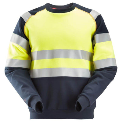 Snickers 2869 ProtecWork Arc Protection Hi Vis Sweatshirt Class 1 Navy Hi Visibilty Yellow Main #colour_navy-hi-visibilty-yellow