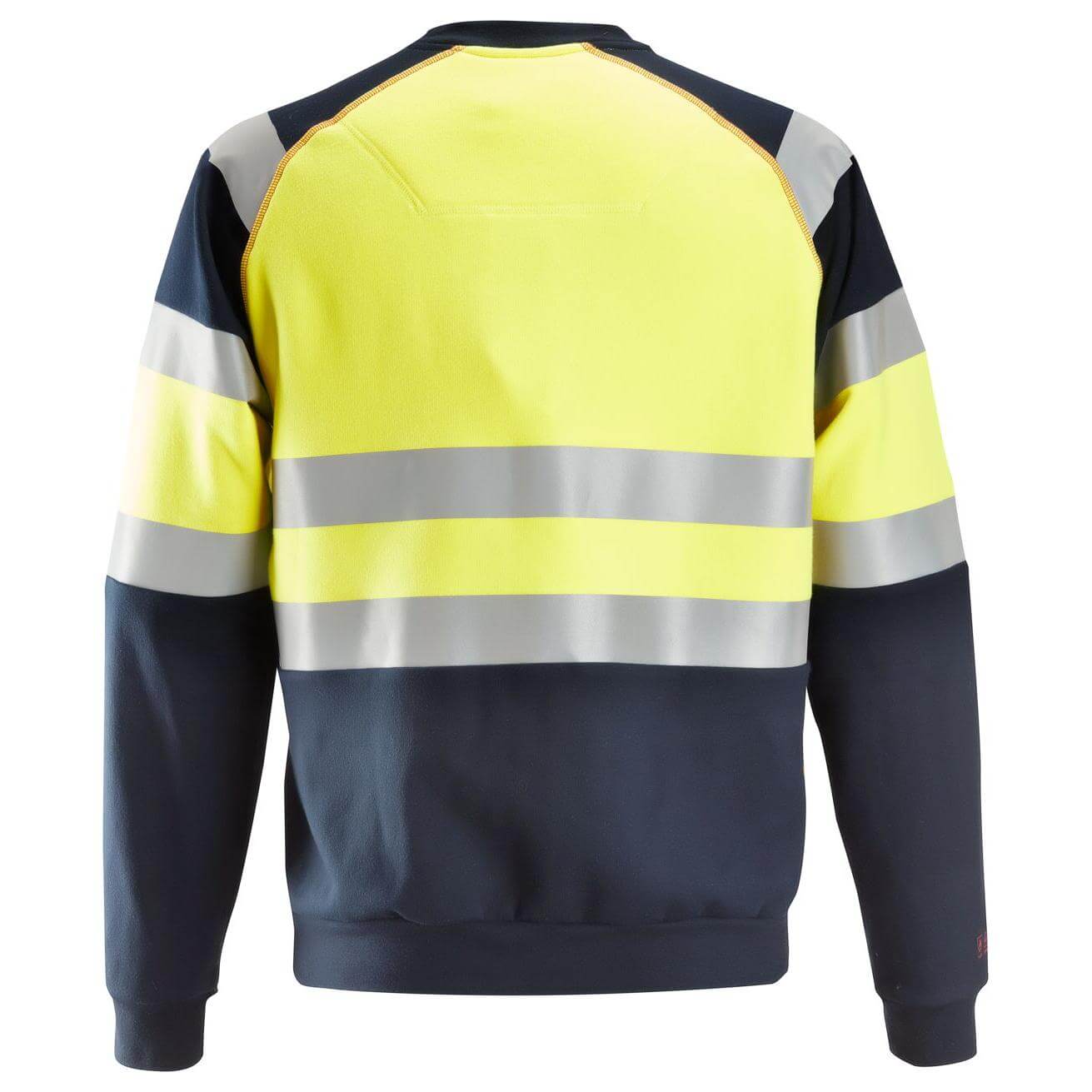 Snickers 2869 ProtecWork Arc Protection Hi Vis Sweatshirt Class 1 Navy Hi Visibilty Yellow back #colour_navy-hi-visibilty-yellow