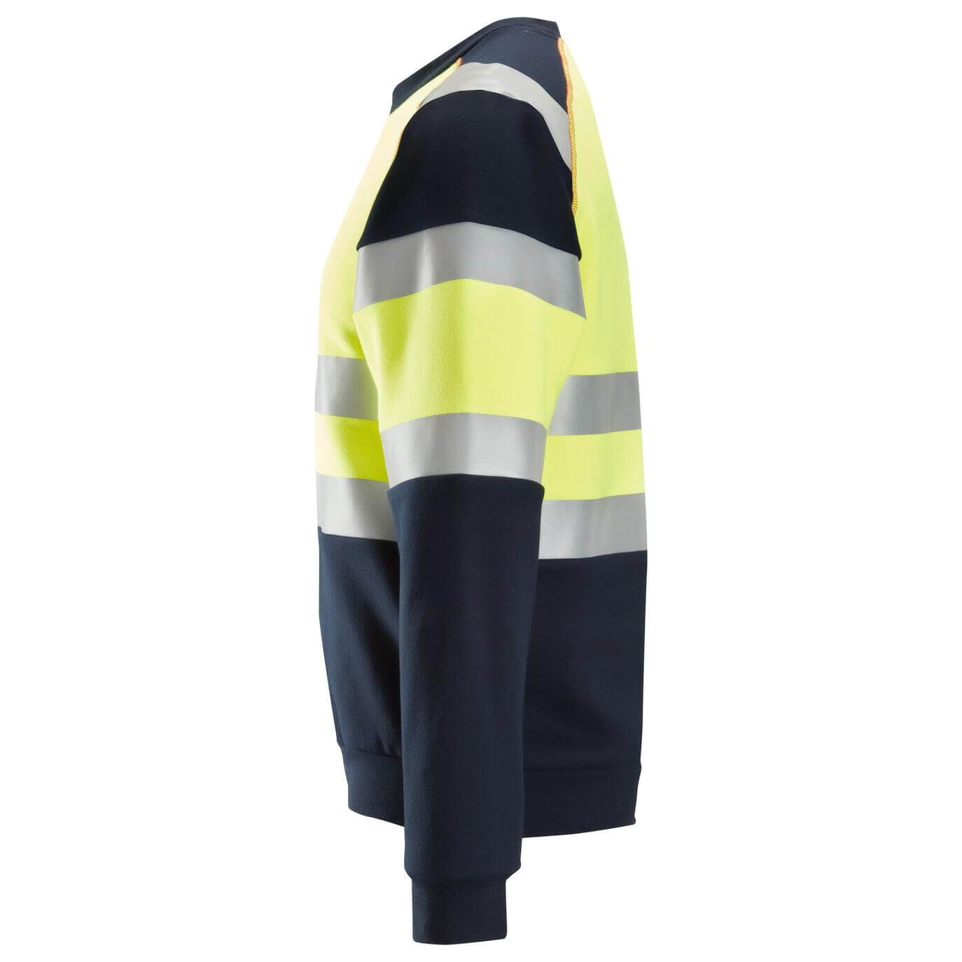 Snickers 2869 ProtecWork Arc Protection Hi Vis Sweatshirt Class 1 Navy Hi Visibilty Yellow left #colour_navy-hi-visibilty-yellow